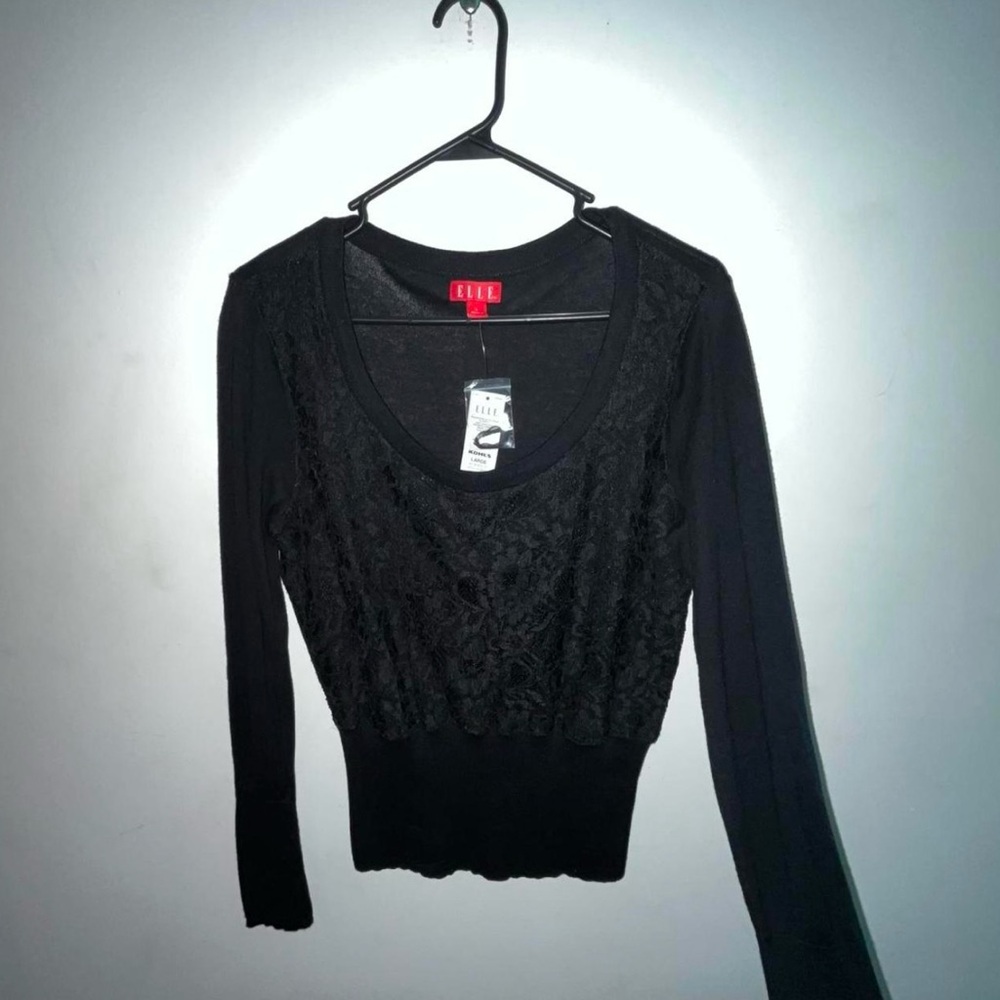 ELLE BLACK LACE LONGSLEEVE TOP